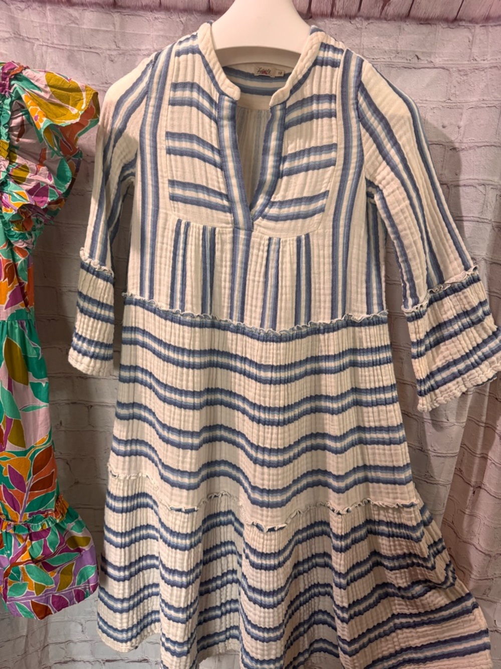 Faherty Cream and Light Blue Striped Midi Dress - Picture 5 of 9